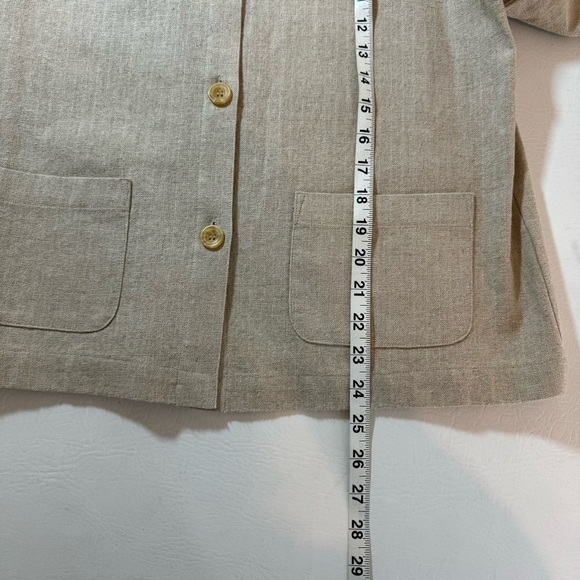 Classic Elements Beige Button Up Floral Embroidered Linen Blend Jacket Medium - Picture 6 of 8